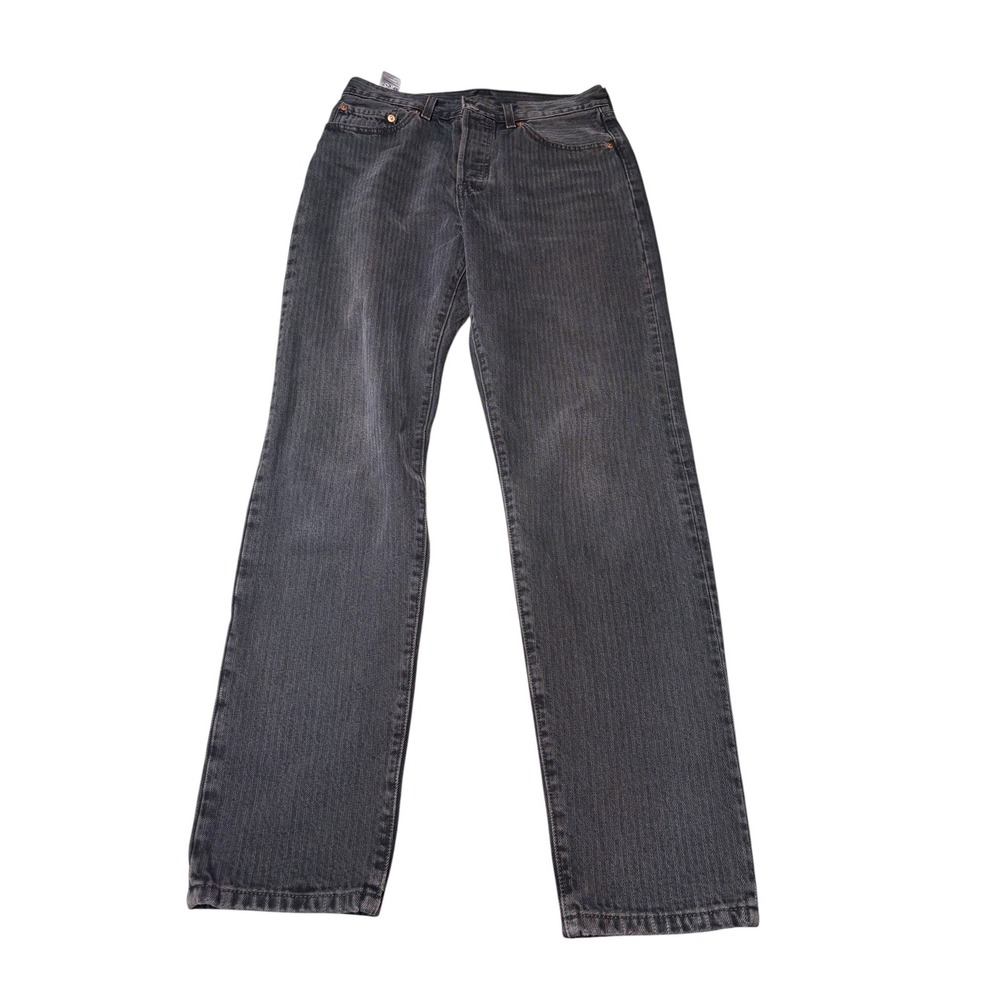 Levis Premium Big E 501 81 High Rise Straight Leg Pinstripe Jeans Womens W28 L31